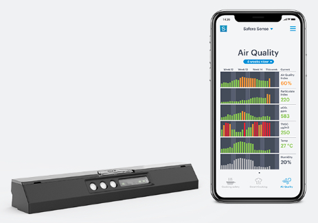 The_Safera_Sense_cooking_monitor_paired_with_its_accompanying_app.